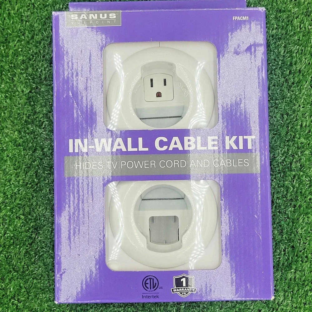 New Sanus Vuepoint In-Wall Cable White Kit Hides TV Power Cord and Cables